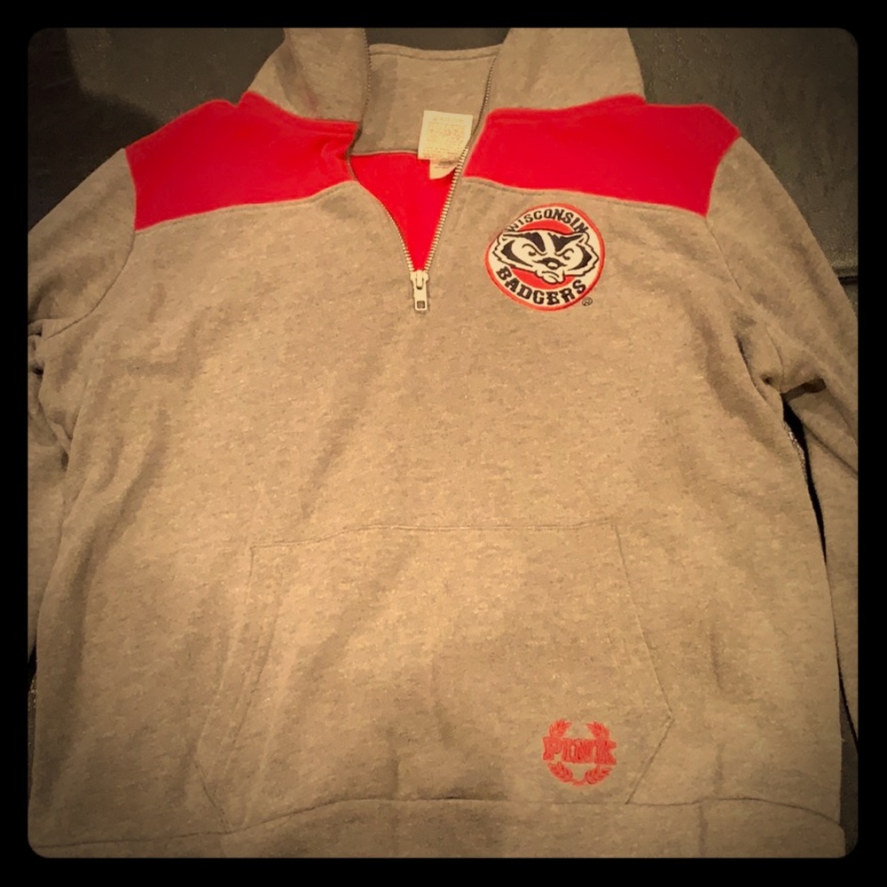 PINK Wisconsin badgers quarter zip-up